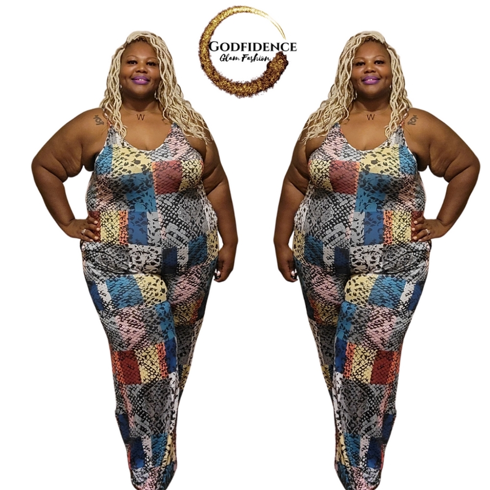 Colorful Plussize Printed Jumpsuit